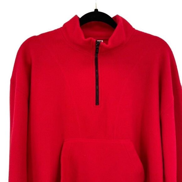 Pink Victoria’s Secret 1/4 zip Fleece Pullover Sweatshirt Red Large - Picture 3 of 7